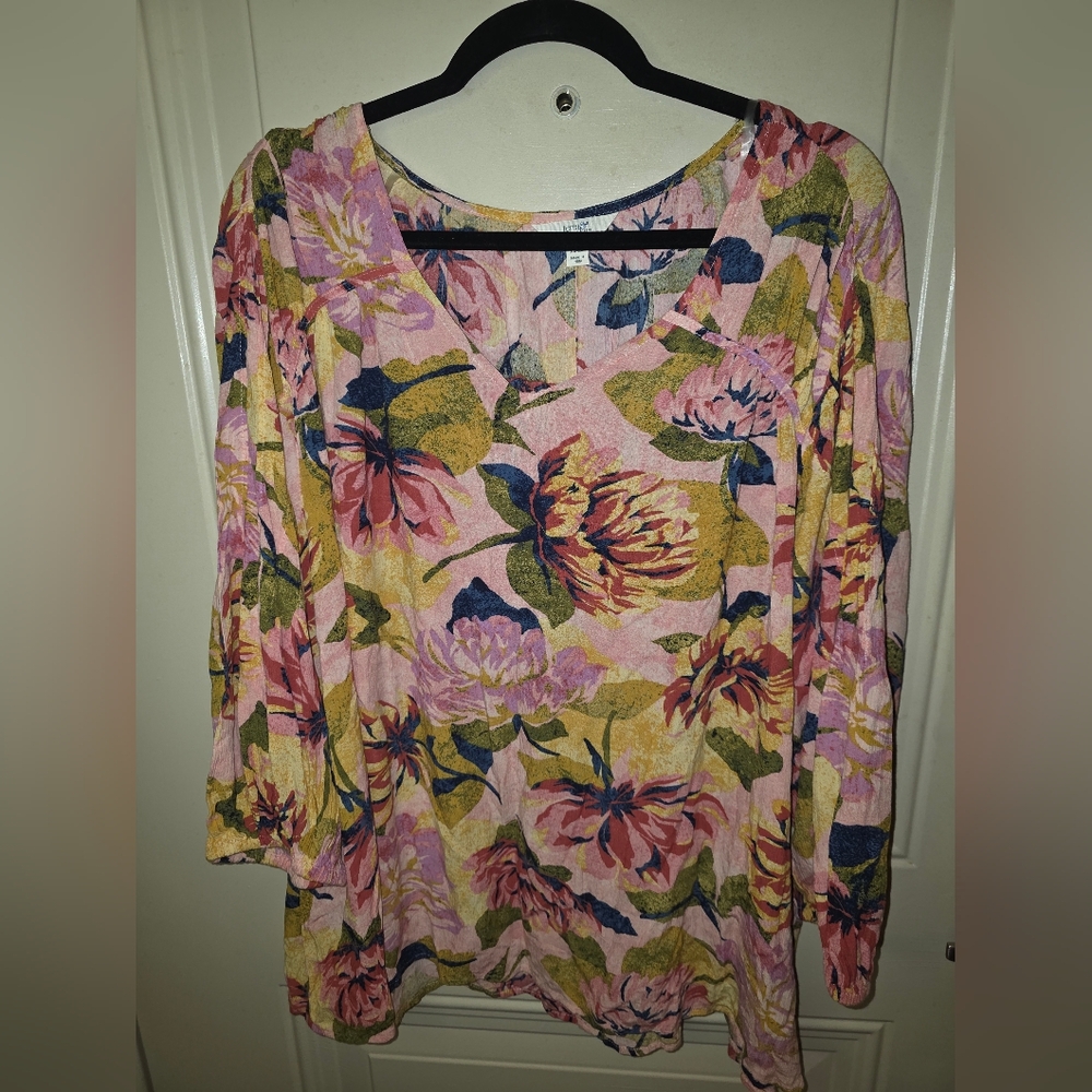 2 pk bundle 3X Plus Size Top Bundle Floral Boho Blouse Old Navy Peasant